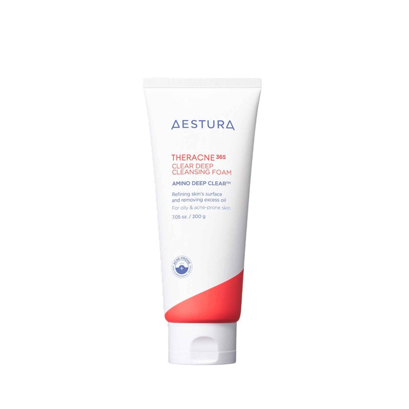 Aestura Theracne 365 Clear Deep Cleansing Foam tube on a white background
