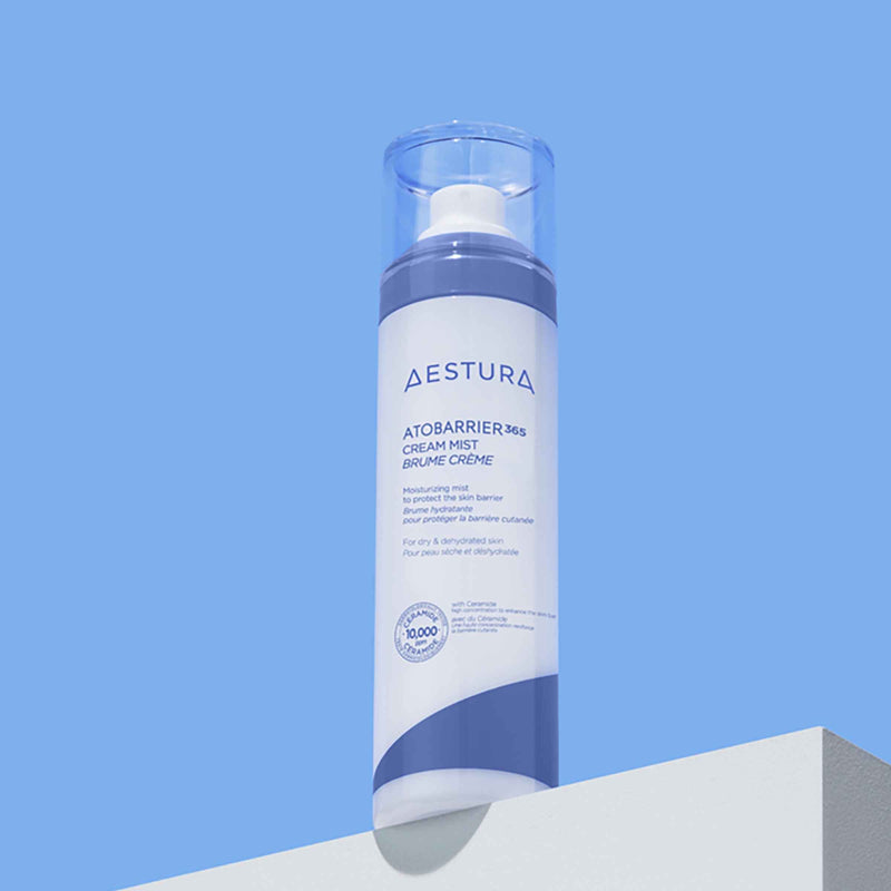 Aestura skincare product on a blue background
