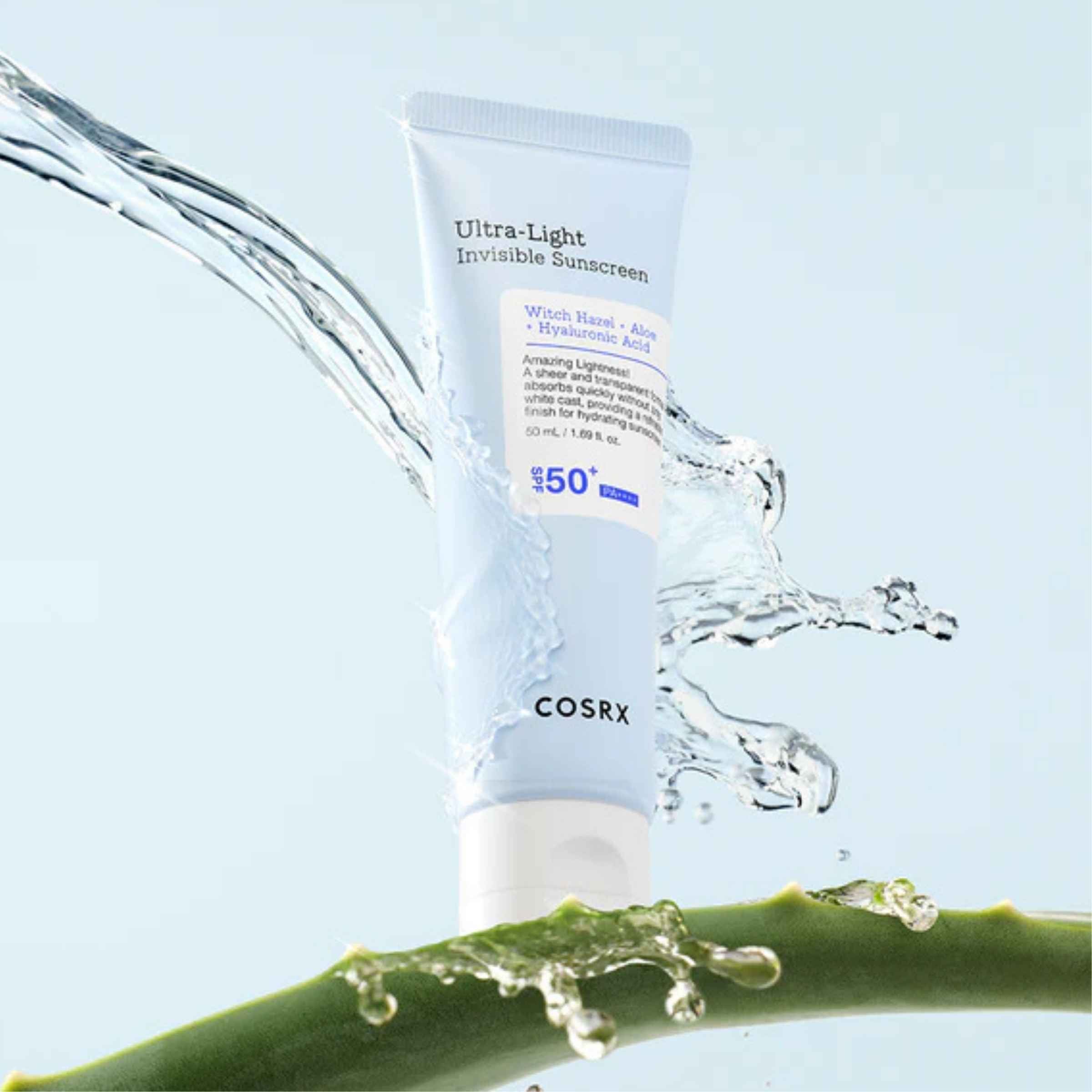 COSRX Ultra Light Invisible Sunscreen 50ml with water splash