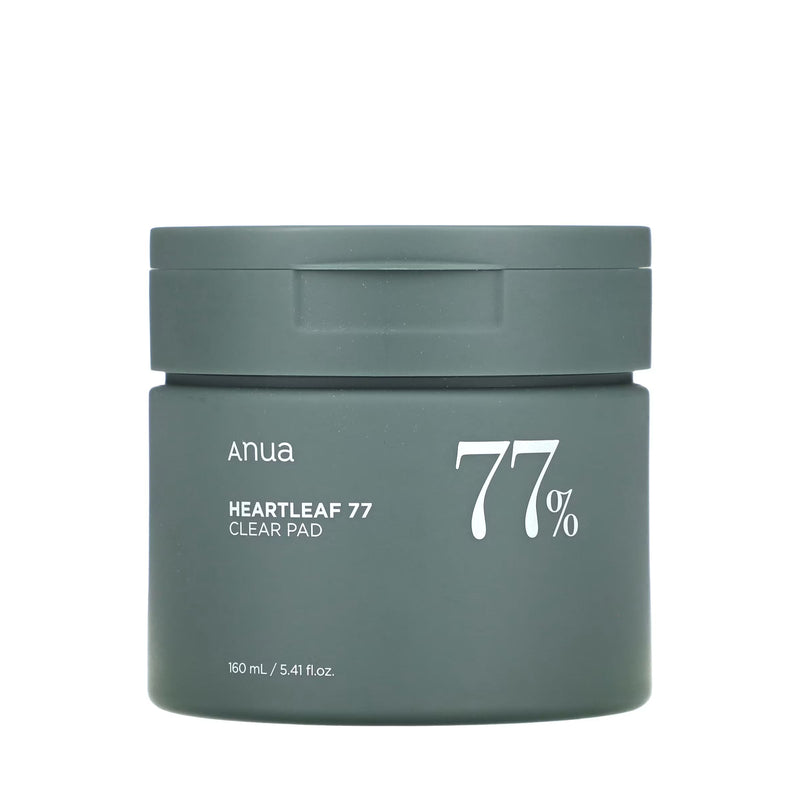 Green jar with 'Anua' and '77%' branding on a white background