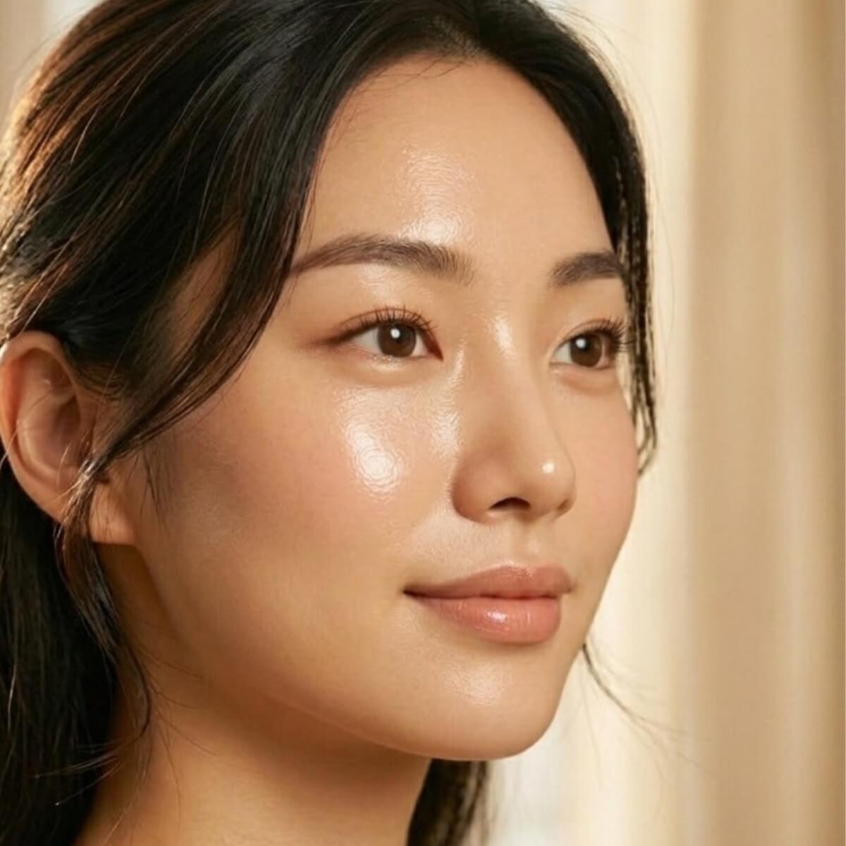 Close-up of a person with soft lighting on a neutral background