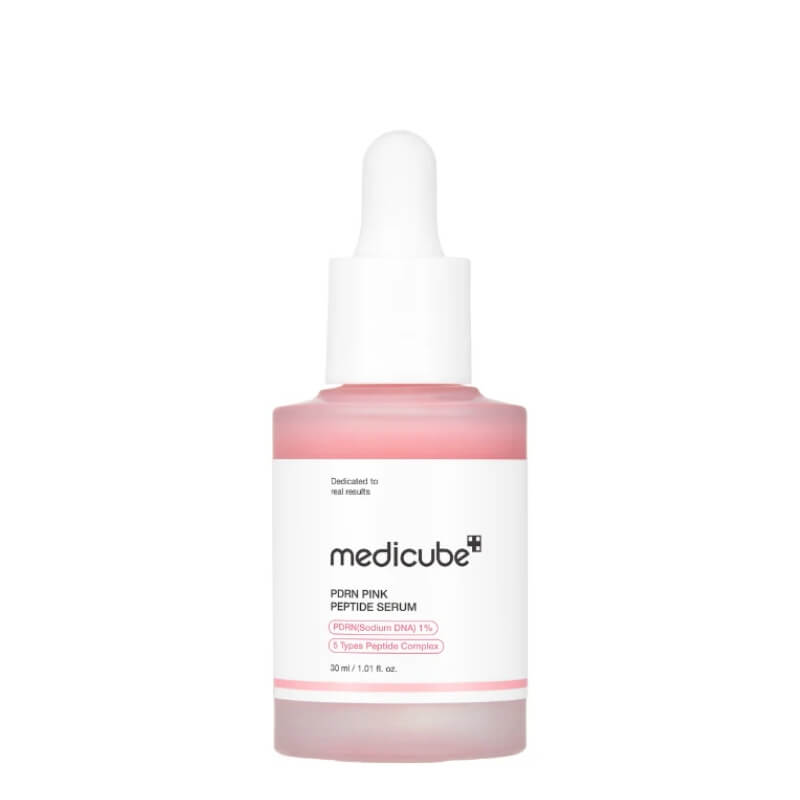 Medicube PDRN Pink Peptide Serum 30ml on white background - Korean PDRN anti-aging serum