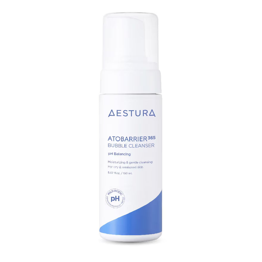 Aestura Atobarrier 365 Bubble Cleanser bottle on a white background