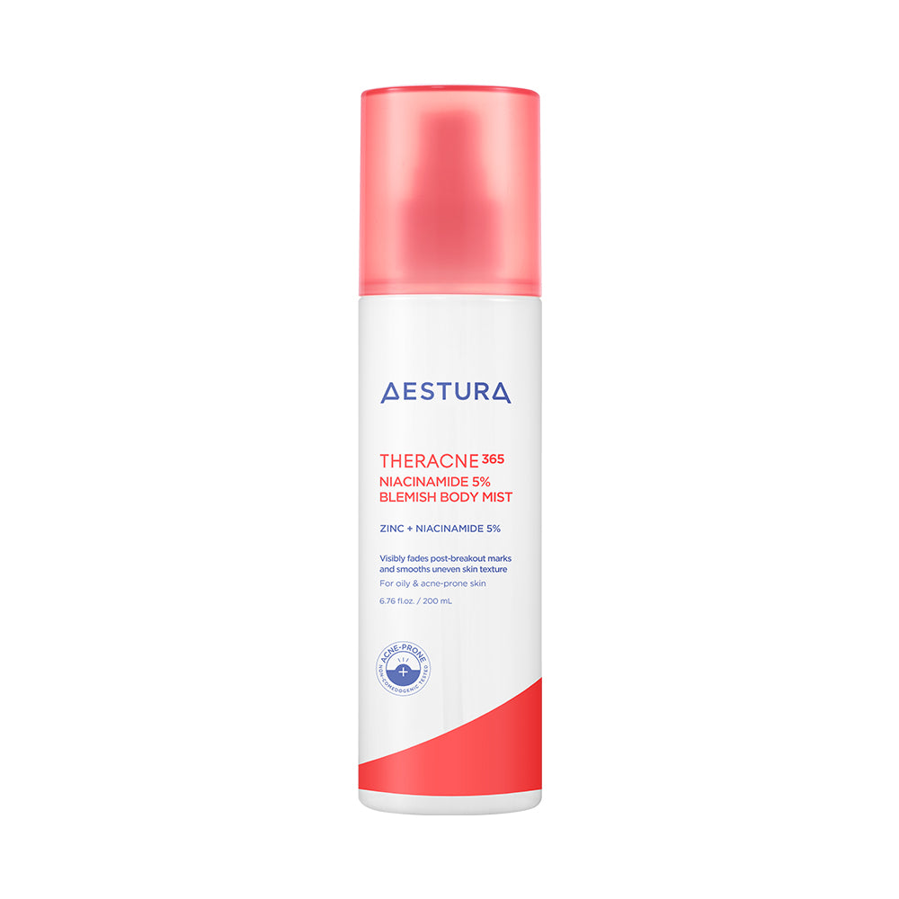 Aestura Theracne 365 bottle with red cap and label on a white background