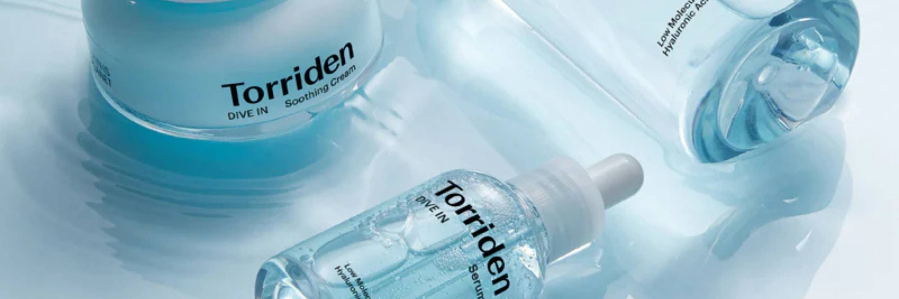 Torriden skincare bottles on a light background