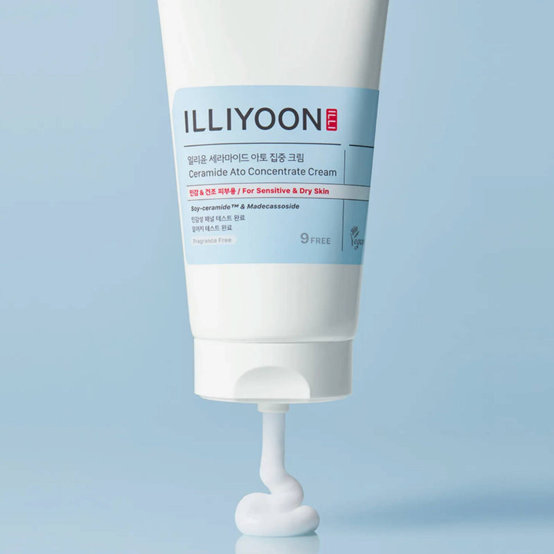 Tube of Illiyoon cream on a light blue background