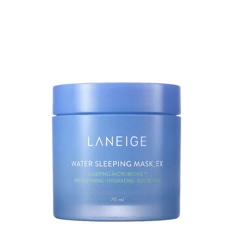 Blue jar of Laneige Water Sleeping Mask EX on a white background