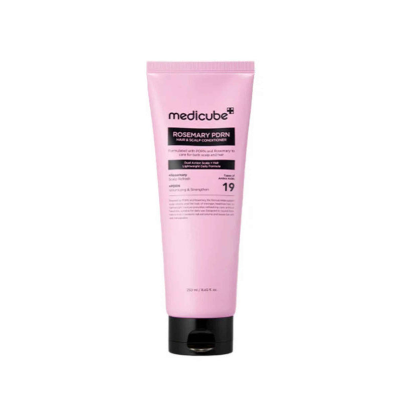 Pink tube of Medicube product on a white background