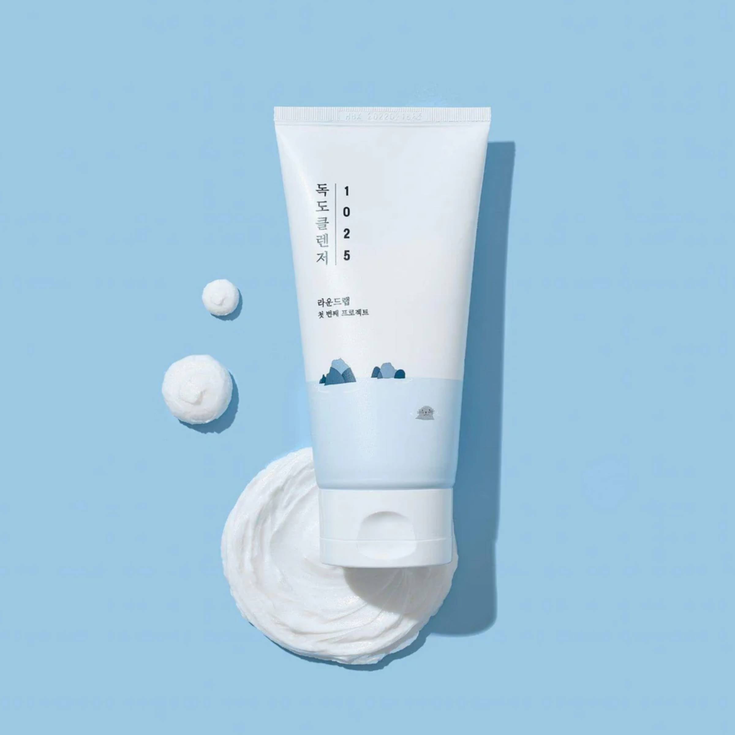 Round Lab 1025 Dokdo Cleanser on a light blue background