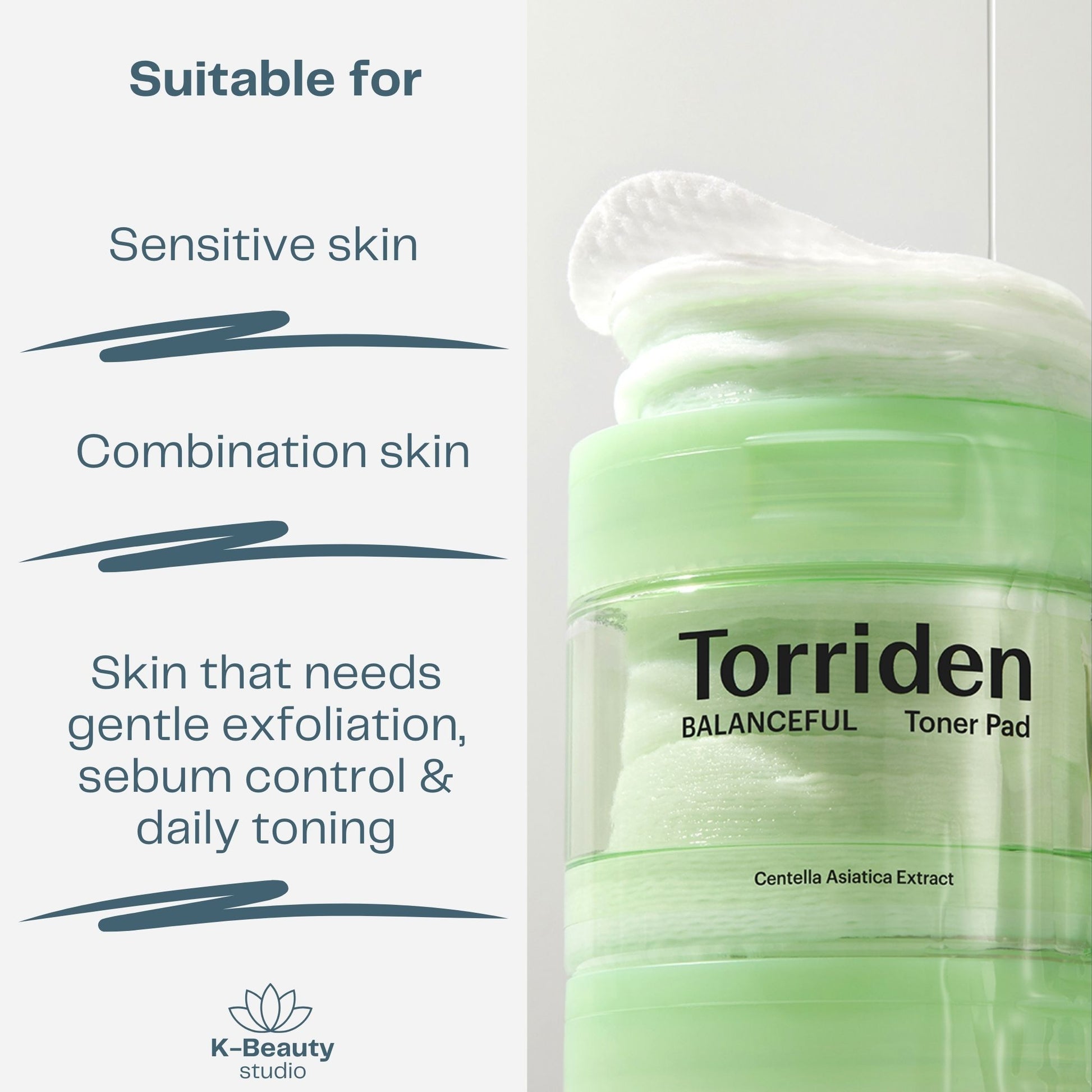Torriden Balanceful Cica Toner Pads Skin Types