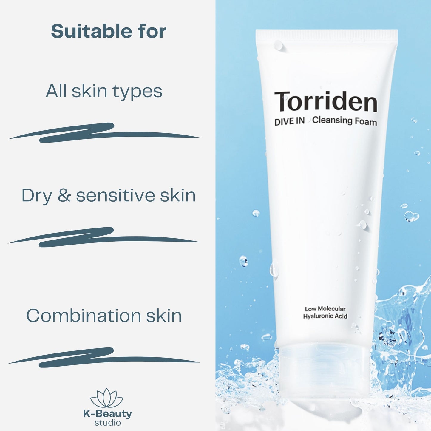 Torriden Dive In Hyaluronic Acid Cleansing Foam Skin Types