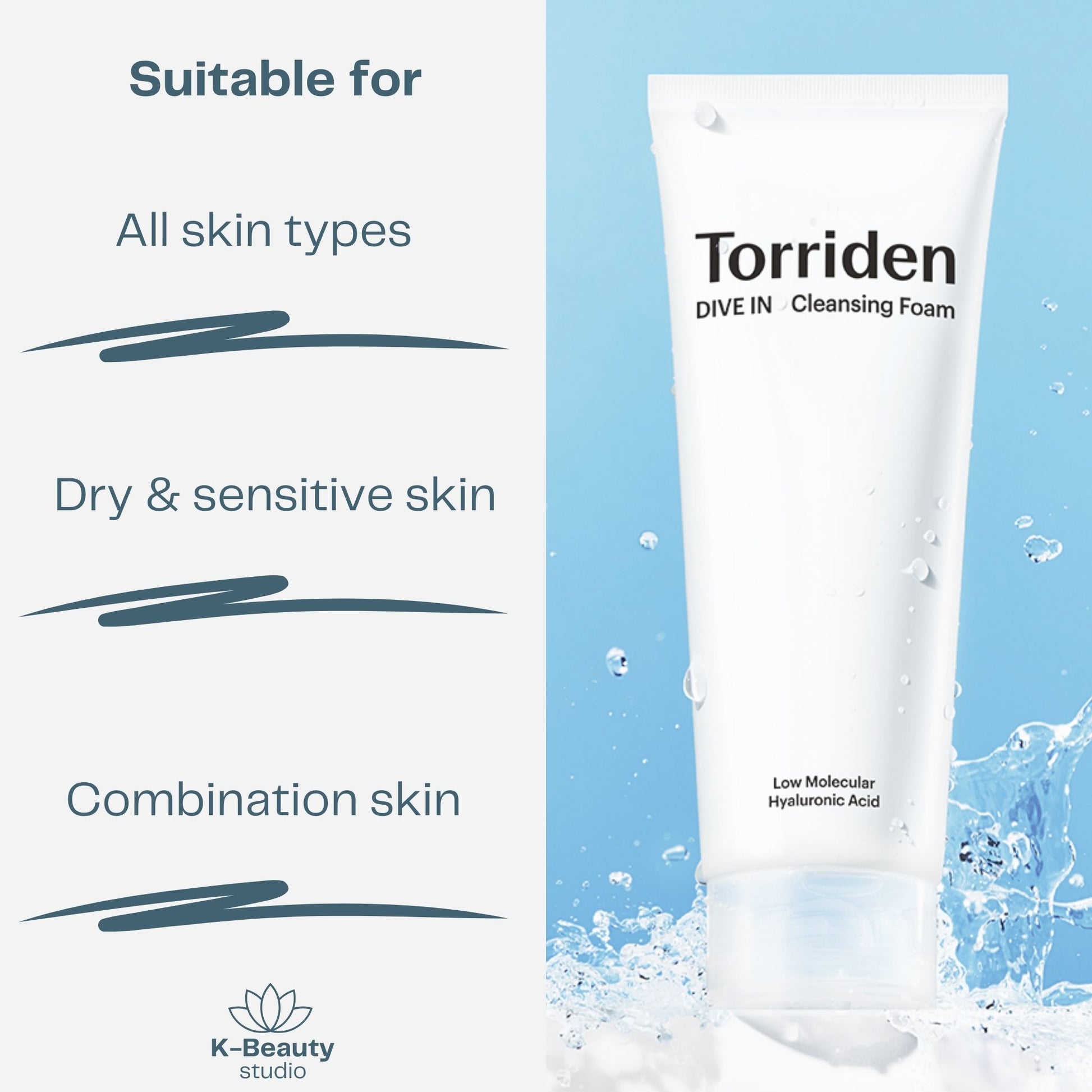 Torriden Dive In Hyaluronic Acid Cleansing Foam Skin Types