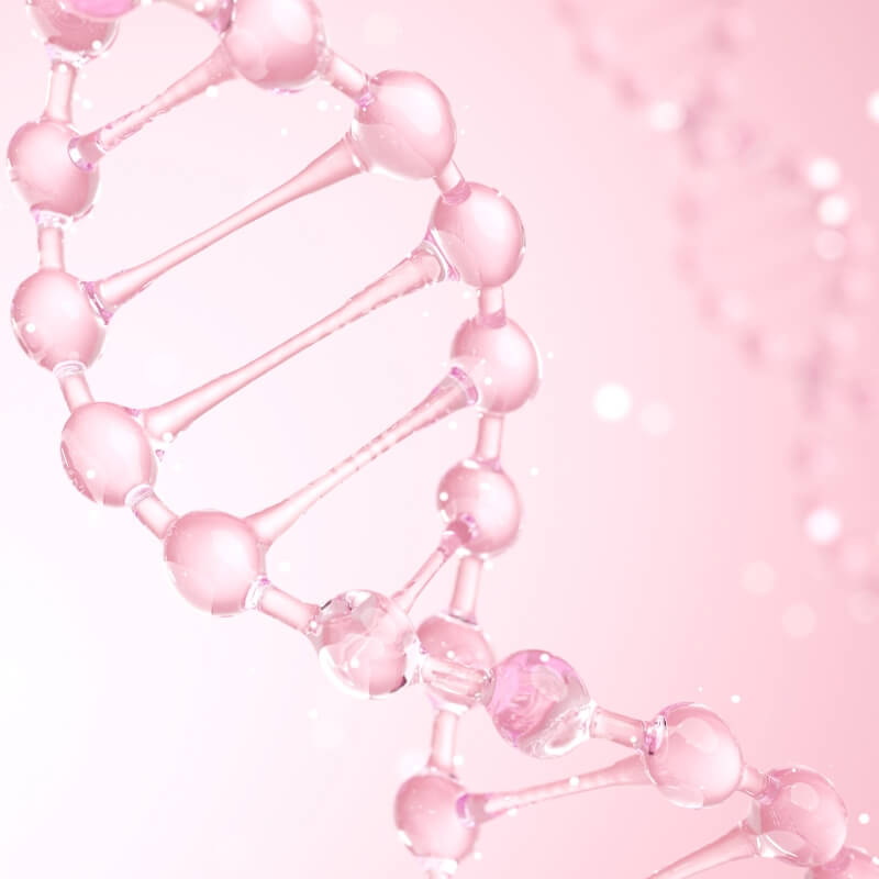 Pink PDRN molecular structure on a pink background