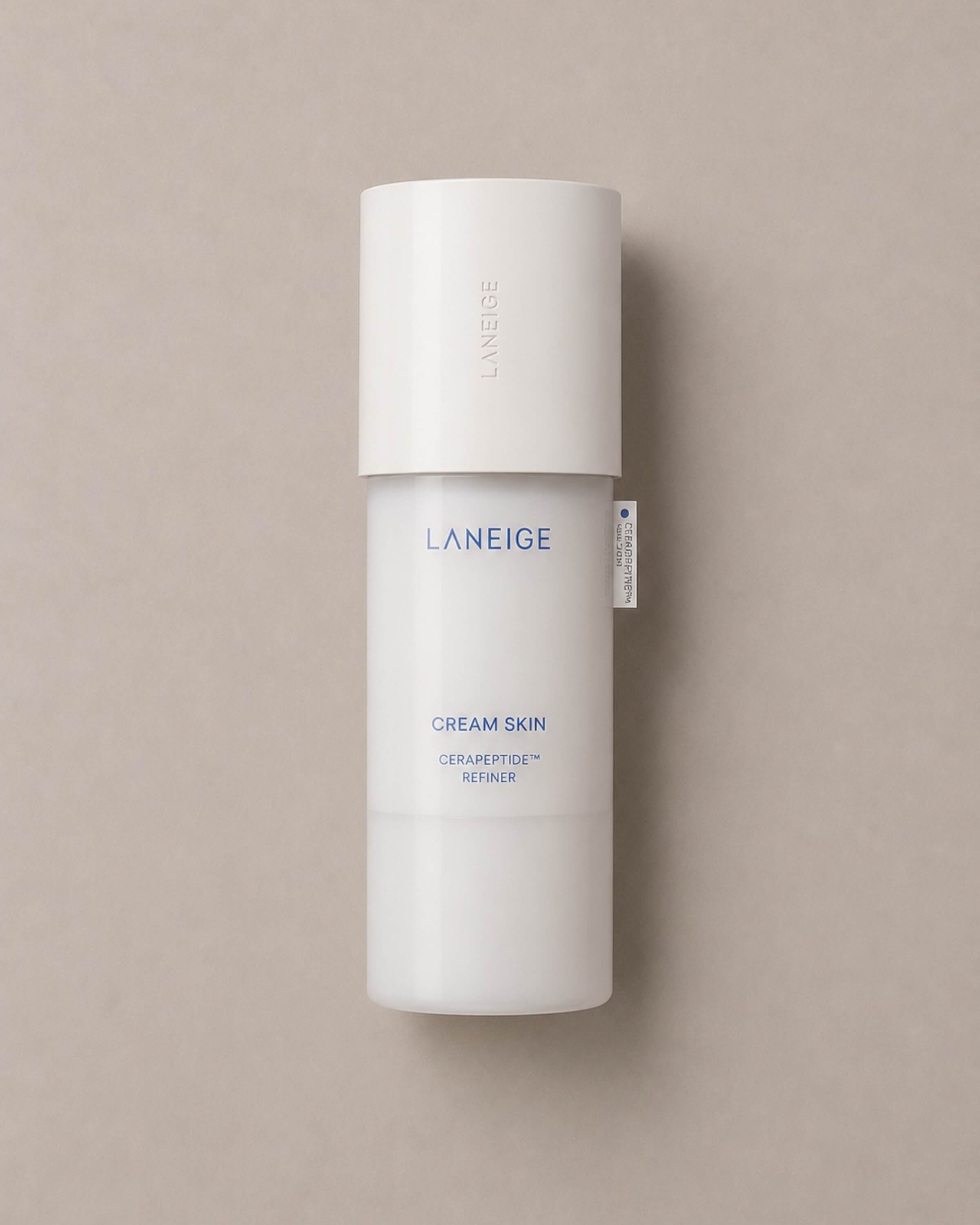 Laneige cream skin refiner on a beige background
