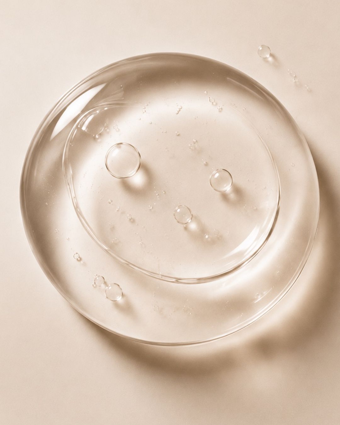 Clear snail mucin gel on a beige background