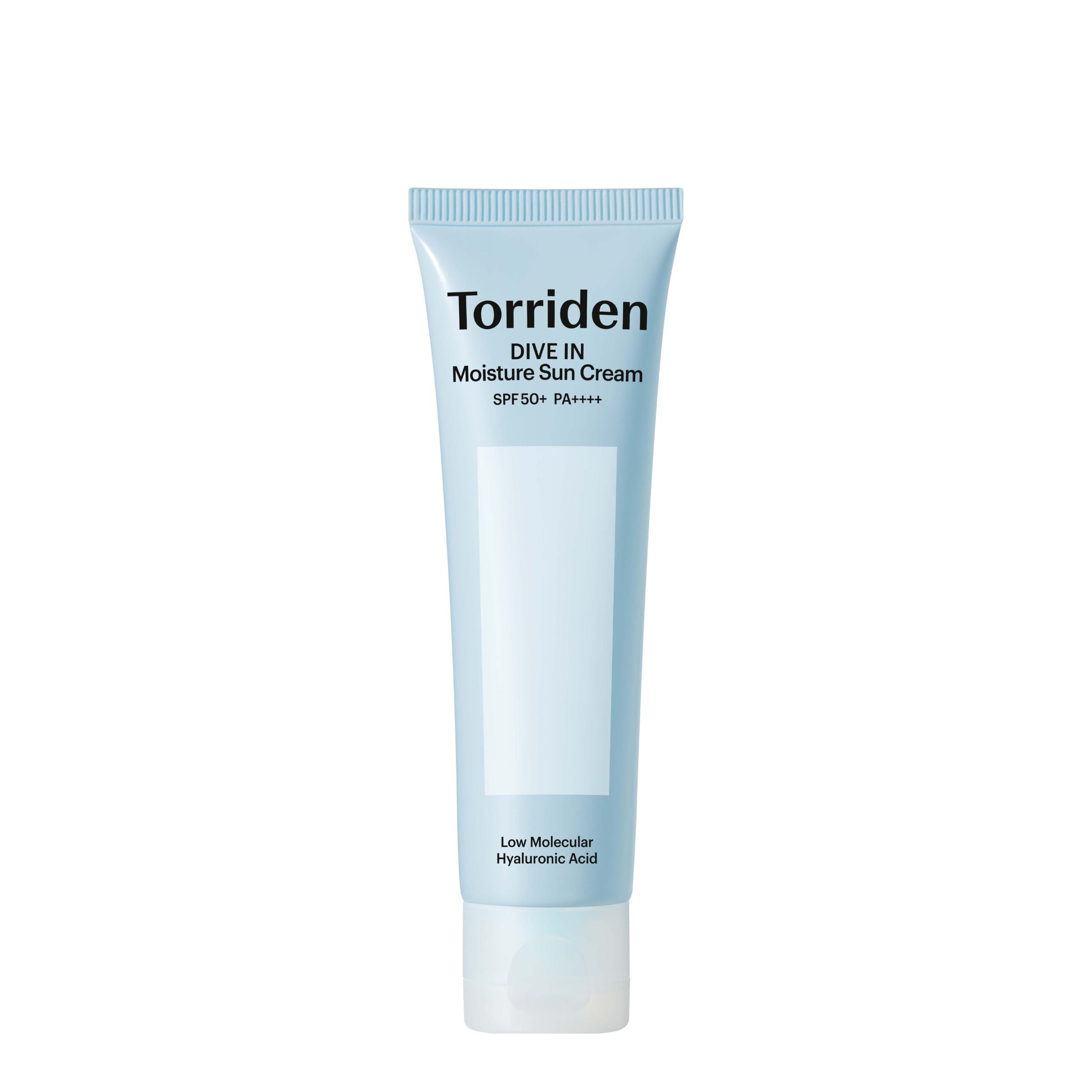 Torriden Dive-In Watery Moisture Sun Cream SPF50+ 60ml on white background - Korean hydrating sunscreen